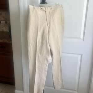 Brooks Brothers 100% linen oatmeal, flax colored sustainable pants, W/pockets